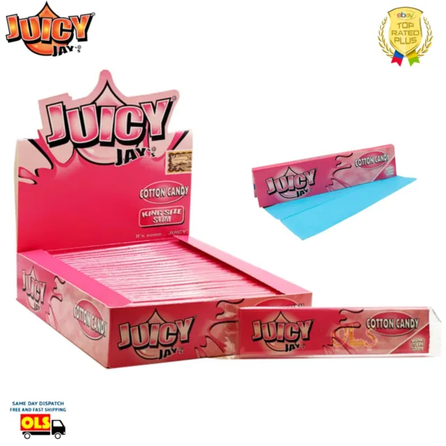 Juicy Jays King Size Slim Cotton Candy Flavoured Rolling Papers Sealed Full Box
