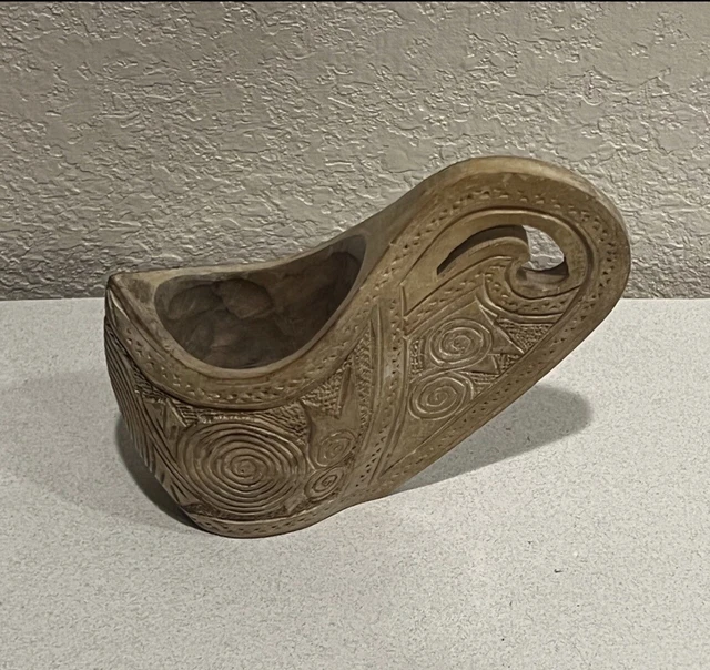 Vintage Yugoslavia Hand Carved Folk Art Shepherd Wedding Cup Wooden Pitcher
