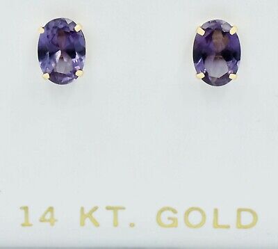 ALEXANDRITE 1.80 Cts STUD EARRINGS 14k Yellow Gold - NEW WITH TAG - Made in USA