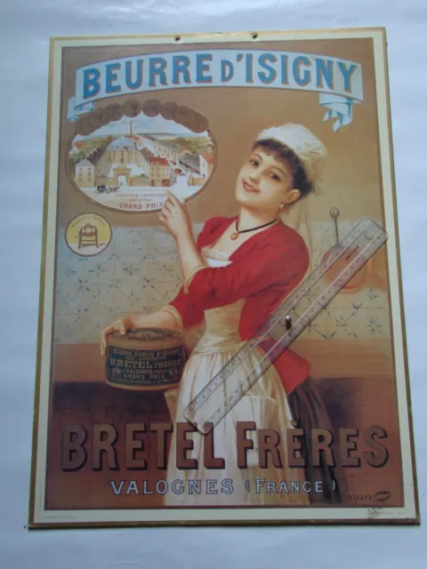 Affiche Carton publicitaire 61x43cm Publicité Beurre d'Isigny BRETEL No plaque