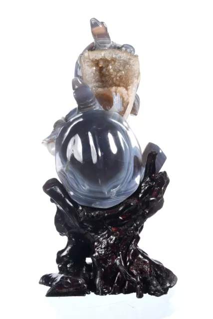 7.28" Natural Geode Agate Turtle Couple Mascot Carving Reiki Decor Gift# AY80