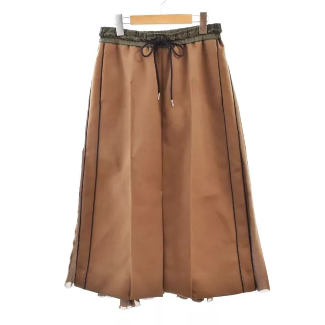 Used Sacai 22Aw Technical Jersey Skirt Long Pleats 2 Brown