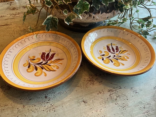 SET OF 2  Vintage Stangl Pottery Provincial 8" Bowl Hand Painted Art Pottery