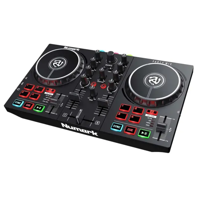 Numark Party Mix II Serato LE DJ Controller mit integrierter Lichtshow + Kopfhörer 3