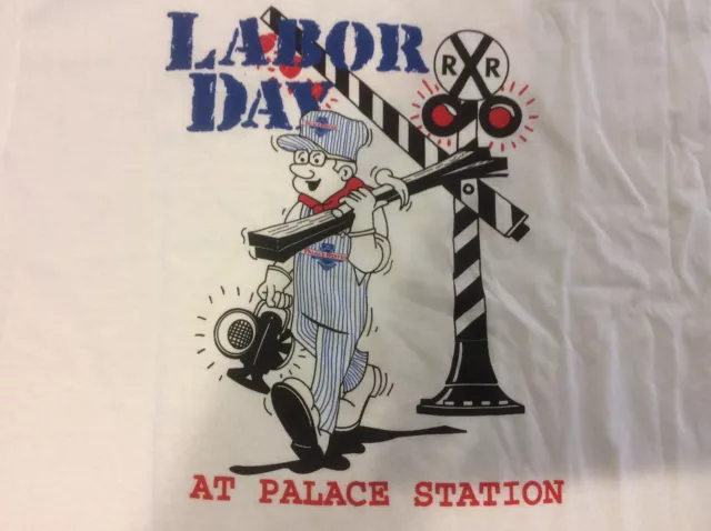 VTG Palace Station Las Vegas Graphic T Shirt White 50/50 Single Stitch XL