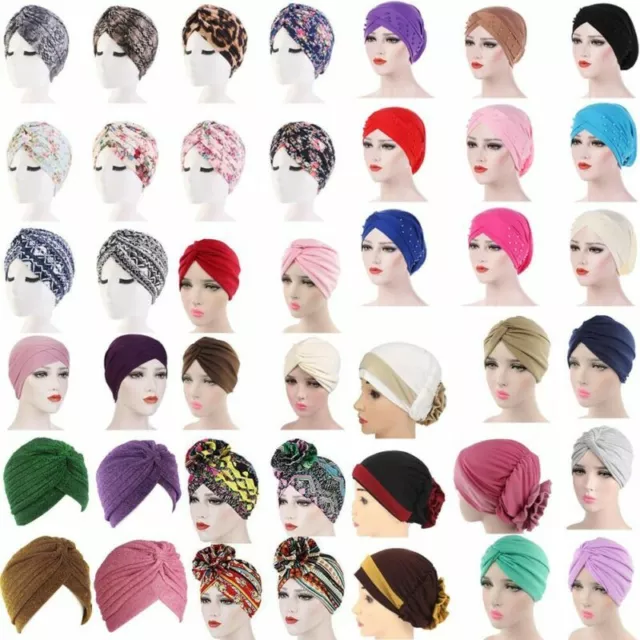 Women Hair Loss Wrap Cancer Chemo Cap Muslim Turban Hat Hijab Beanie Head Scarf