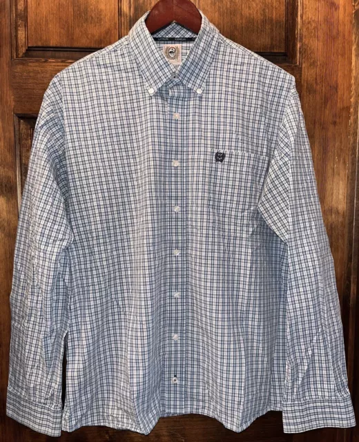 MEN’S CINCH WESTERN Rodeo Cowboy Plaid Long Sleeve Shirt Size Medium ...