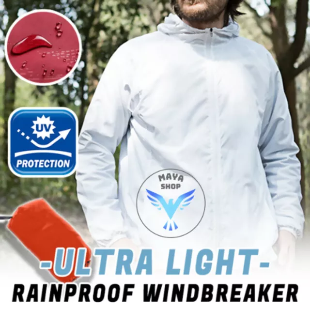 Men Women Casual Jackets Windproof Ultra-Light Rainproof Windbreaker Tops Hooded 2