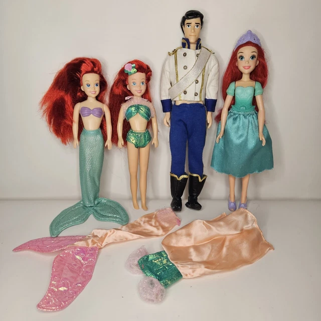 VTG DISNEY THE Little Mermaid Ariel Prince Eric Doll Lot Boots Dresses ...