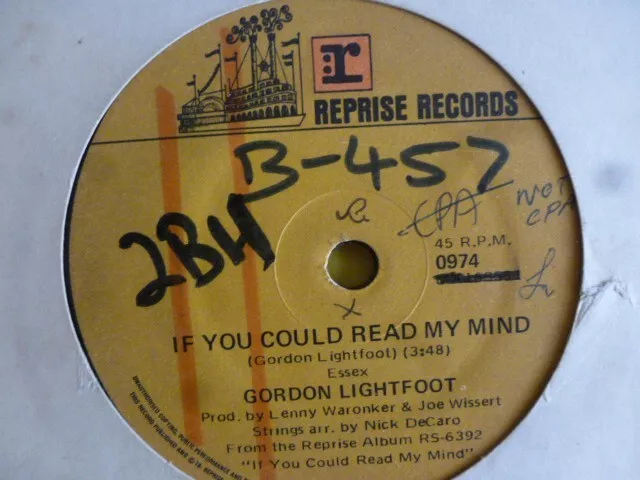 *GORDON LIGHTFOOT "If you could read my mind / Poor little"7" Vinyl Record 45rpm