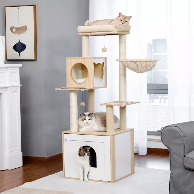 PAWZ Road Cat Tree Tower Scratching Post Cat Litter Box Enclosure Furniture Bed