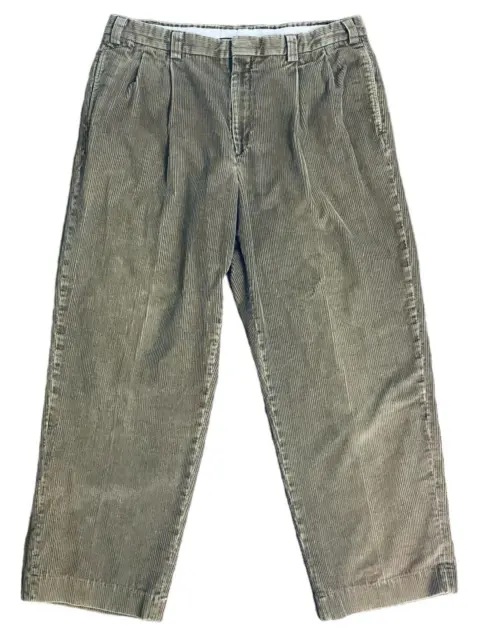 LL BEAN CLASSIC Fit Corduroy Pants Mens 38 x 29 Brown Pleated Front ...