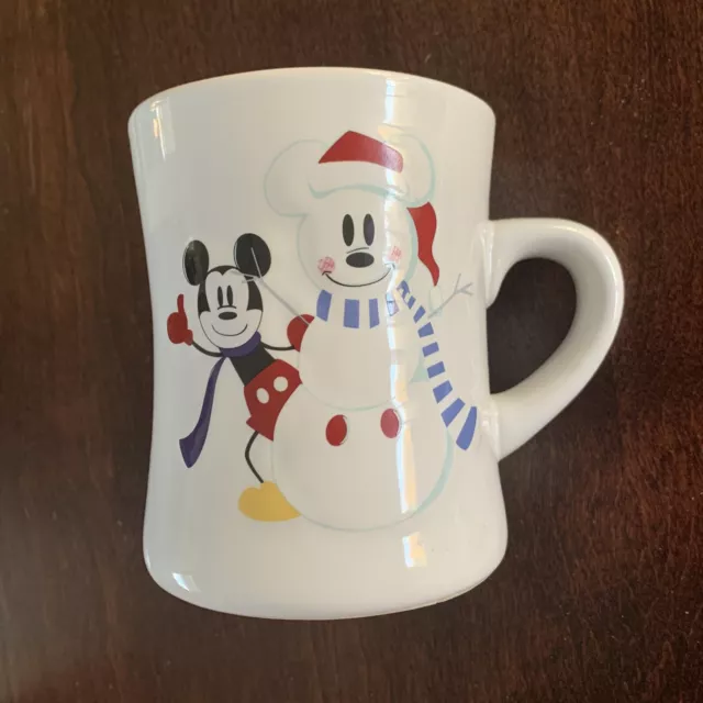 Disney Mickey Winter Snowman Mug with 3D Snowflakes Coffee Christmas Cup D1