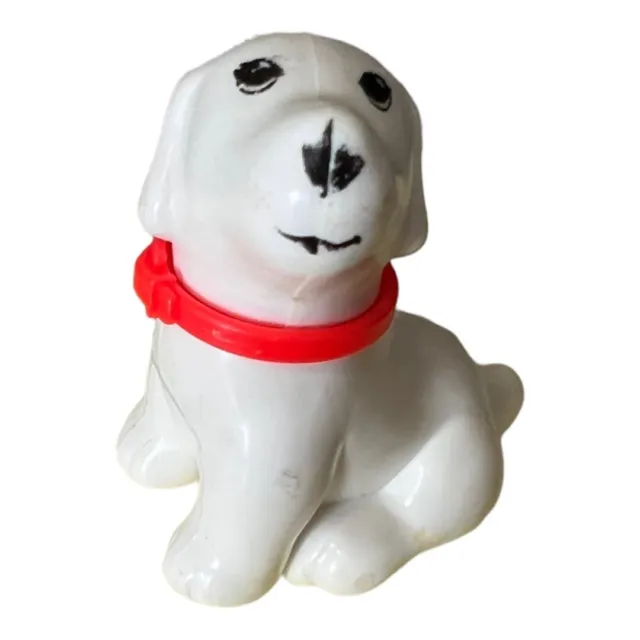 Vintage Little Tikes Dollhouse Puppy Dog Pet White With Red Collar