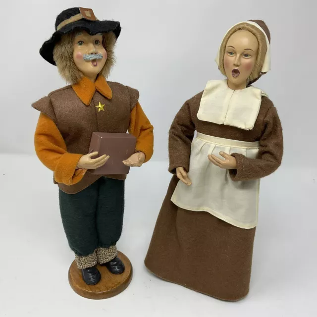 Vintage Pilgrim Singing Man and Woman Standing Figures 12" Tall