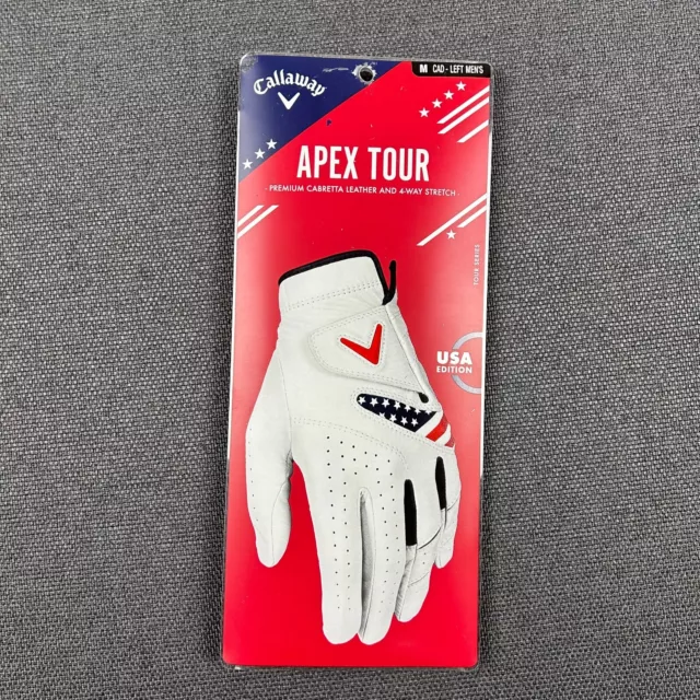Callaway APEX Tour USA Caberetta Leather Golf Glove Mens Medium Left handed