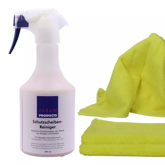 CLEANPRODUCTS Schutzscheiben Reiniger Set Spuck Gesichts Schutz Brille Acrylglas