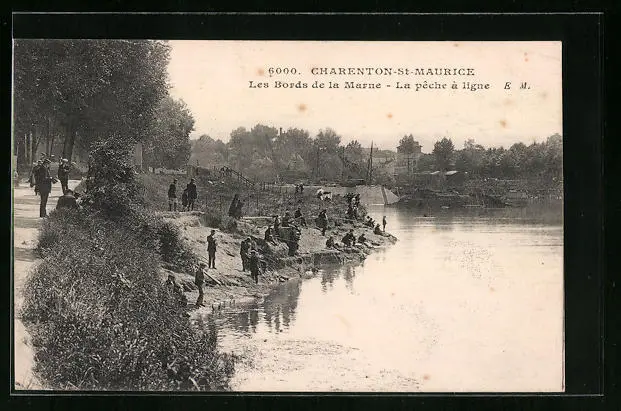 CPA Charenton-St-Maurice, Les Bords de la Marne - La Pecheà ligne