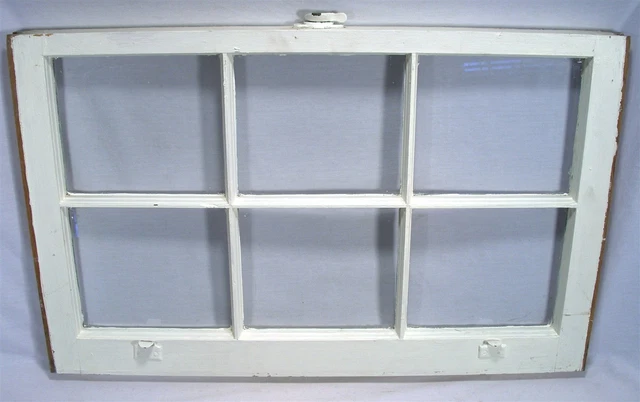 Antique Panel Wood Replacement 32X28 Window Distressed Decorator Wall Art Pair