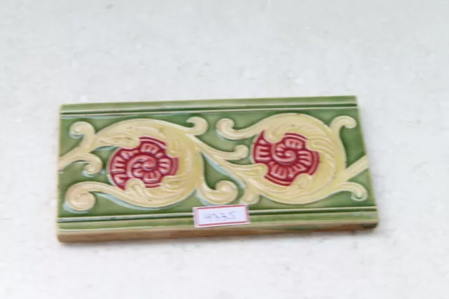 Japan Made Majolica Vintage Ceramic Porcelain Border Flower Design Tile Nh4335 9