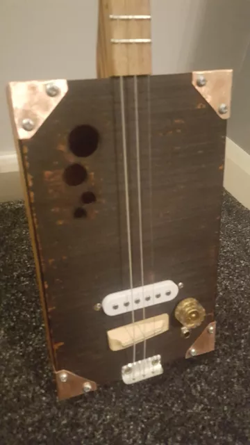 Cigar Box Style fretted Guitar electric 3 string guitar