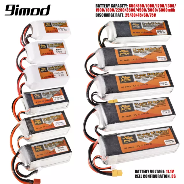 ZOP Power 3S RC Lipo Akku 11,1V mit JST XT30 XT60 T Stecker für RC Auto Boot