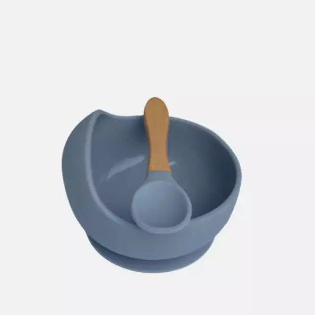 Silicone Feeding Bowl With Wooden Spoon