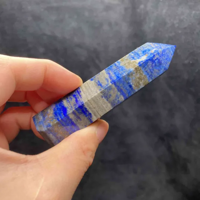 87g/88.6mm Natural Lapis Lazuli Quartz Crystal Wand Point Tower Reiki Healing