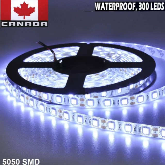 LED Strip Lights 5m 5050 SMD Cool White Flexible Bright 300 LEDs 12v Waterproof