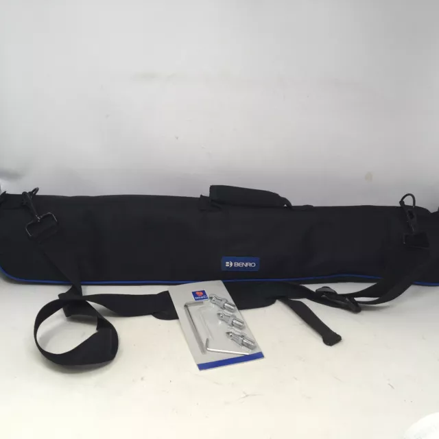 Benro Tripod Carry Zip Case Padded Shoulder Bag Black Blue 29” +  Spike Feet