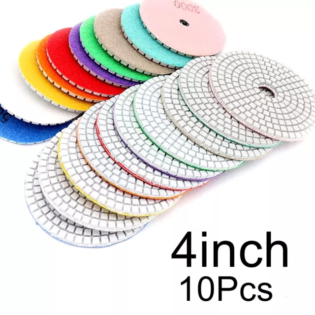 Diamond Polishing Pads 4inch Wet/Dry Granite Concrete Marble Glass Stone Sanding