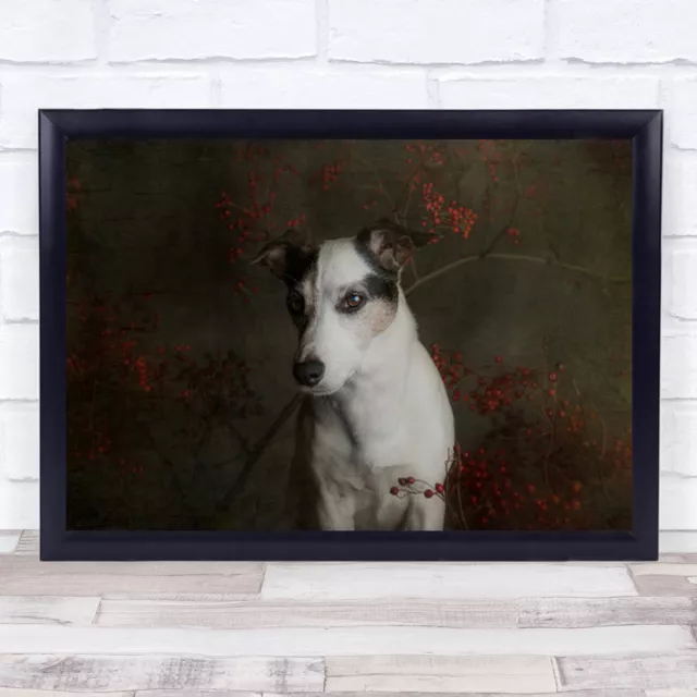 The Woods Are Lovely, Dark And Deep Dog Autumn Red Animals Wall Art Print