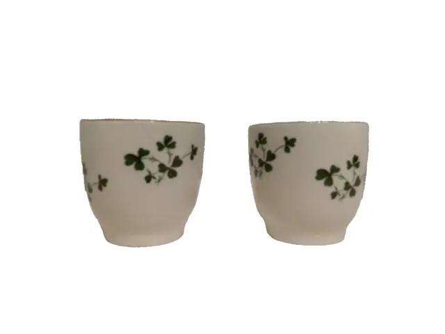 2 Carrigaline Pottery County Cork Ireland Shot Glass Egg Cup Shamrock FREE SHIP