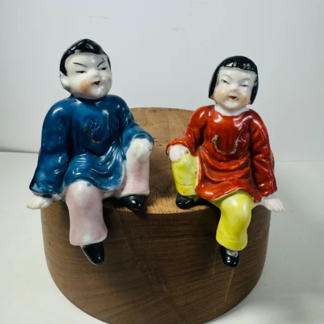 Vintage Occupied Japan Japanese Girl Boy  shelf sitter Porcelain Figurines
