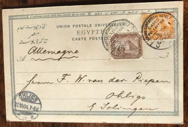 Ägypten Karte mit MiF 36,41  Grand Continental Hotel 1904 Cairo post off.Selten!