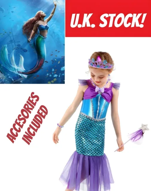 Little Mermaid Dress-up & Accesories included Costume Dress Girls Disney Ariel 2