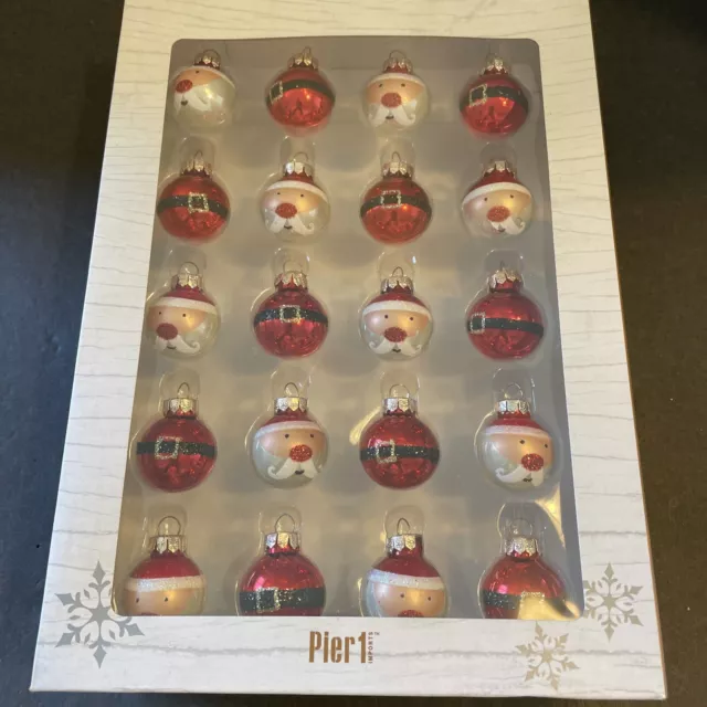 20 Pier 1 Mini Santa Claus Glass Christmas Ornaments