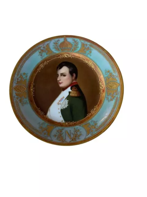 Antique Royal Vienna Porcelain Portrait Plate of Napoleon Signed