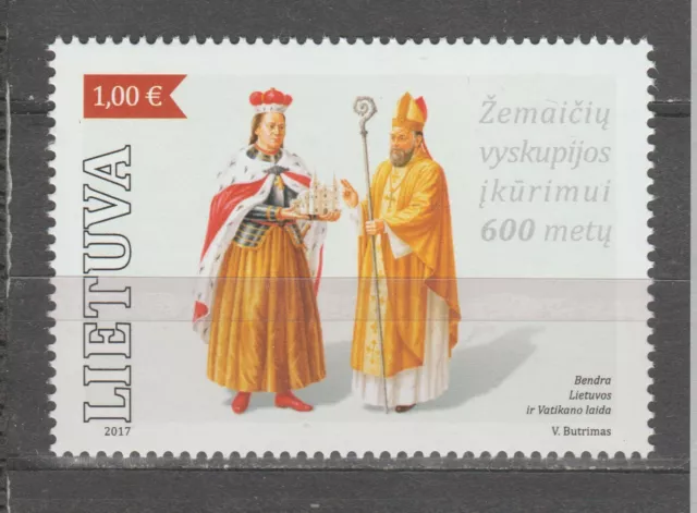 S40327 Lietuva Lithuania 2017 MNH Diocese Samogitia 1v Joint Issue Vatican