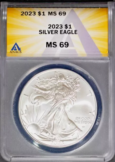 2023 $1 Silver American Eagle MS 69 ANACS # 7696530 + Bonus