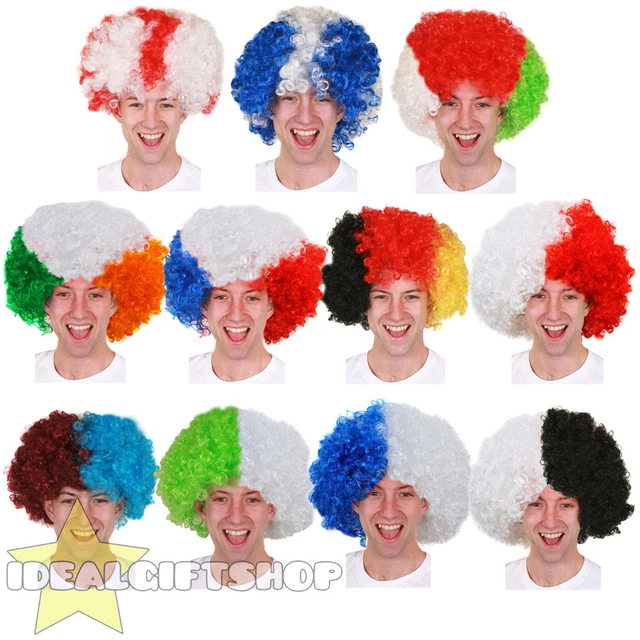 Parrucca Tifosi Squadra Di Calcio Afro Novità Capelli Per Eventi Sportivi Rugby Calcio
