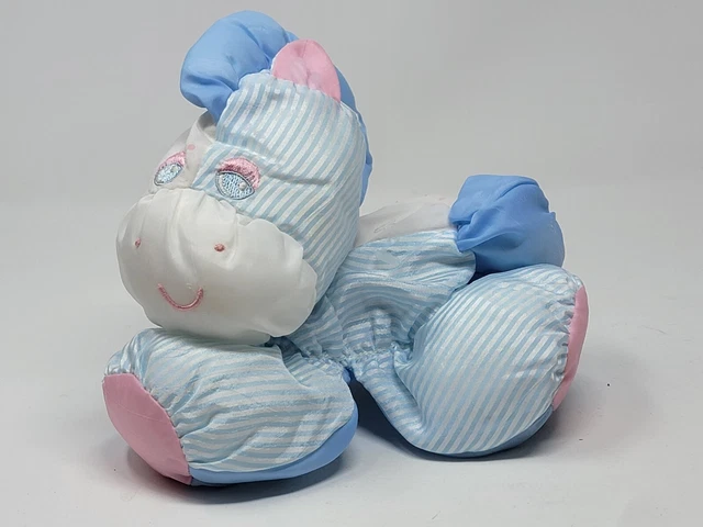 Fisher Price Puffalump Zebra Pony 1991 Vintage Plush Blue white stripes