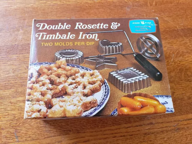 Vintage Nordic Ware Double Rosette and Timbale Iron Two Molds Per Dip 4 Molds
