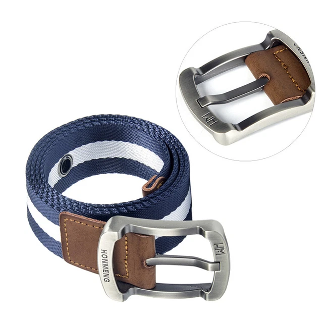 Cintura vita cintura uomo stile tela nylon (blu e bianco)