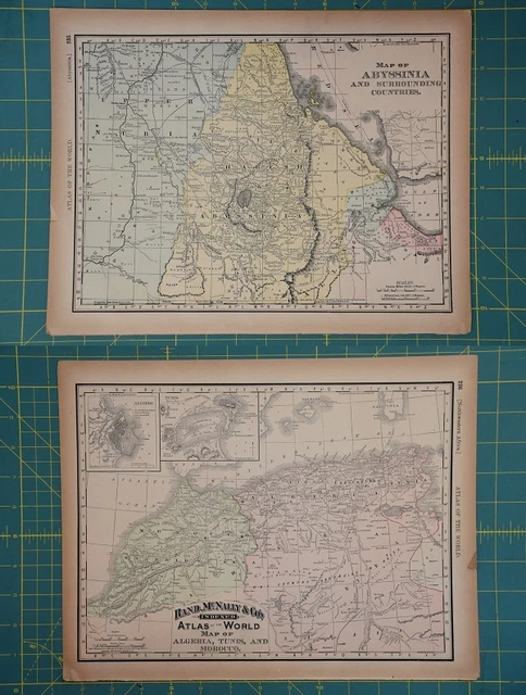 Abyssinia Northwestern Africa Vintage Original 1894 Rand McNally World Atlas Map