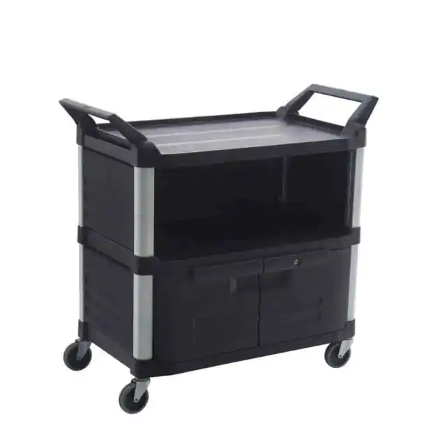 TRUST® Commercial 3 Tier 3 Side Enclosed Utility Service Cart