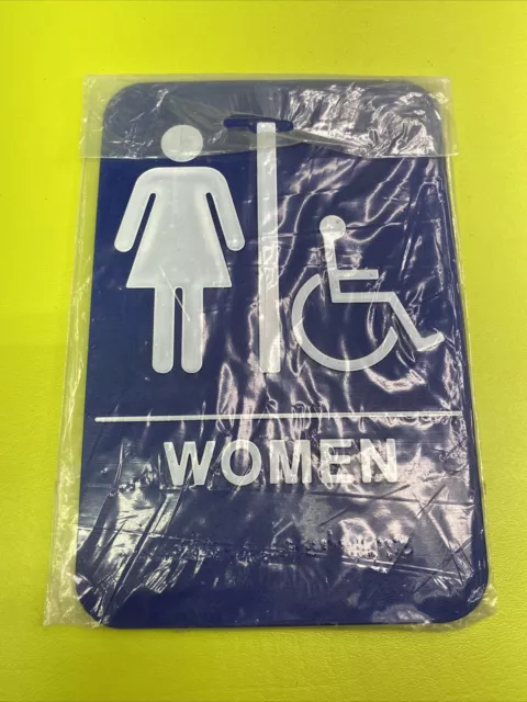 Women Handicap Restroom Sign - ADA Braille Compliant - 6" x 9" - BLUE