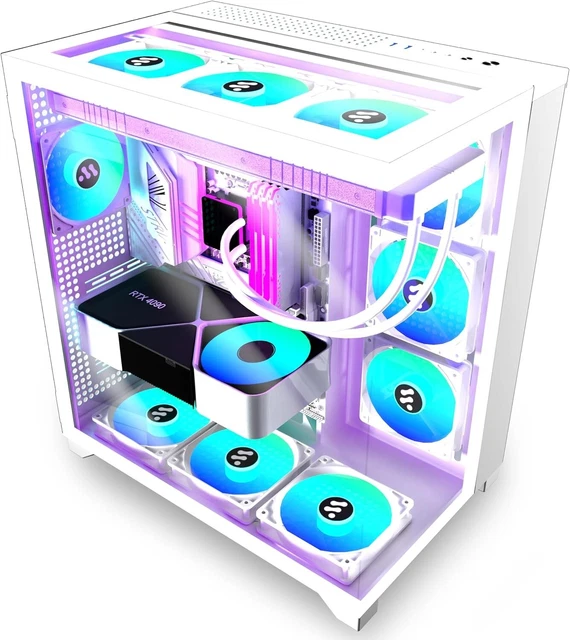 ATX PC CASE 3 PWM ARGB Fans Pre-Installed, Mid-Tower Gaming PC Case, 3 ...