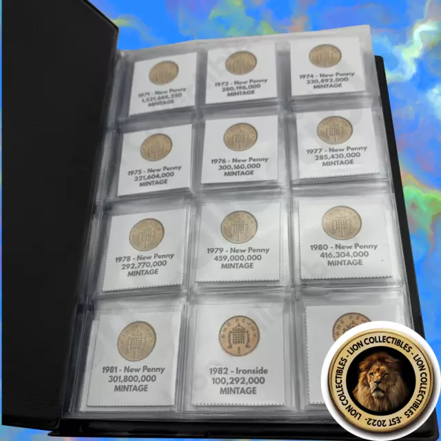 [NO ALBUM] FULL SET OF 53x Placeholder Inserts WITH YEAR For 1p Penny Collectors