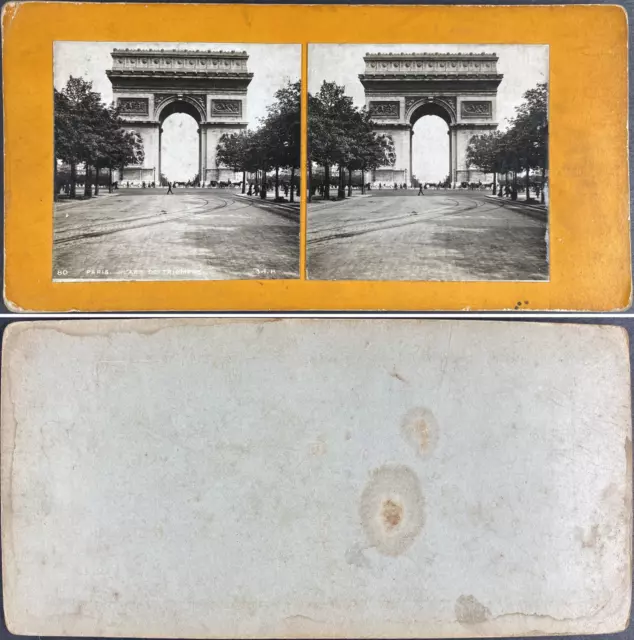 France, Paris, Arc de Triomphe, photo. S.I.P. Vintage Stereo Card, Print a